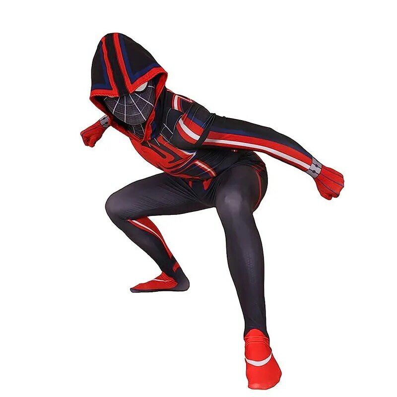 Spiel Spiderman Kostüm Meilen Morales 2099 Spider Man Cosplay Kostüm Zenti Bodysuit Overall Halloween Kostüm für erwachsene Kinder