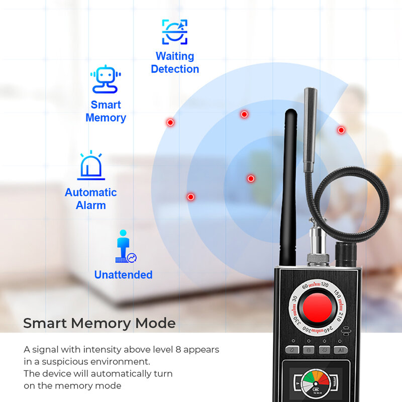 Wireless RF Signal Detector Bug GSM GPS Tracker Mini Camera Finder Camera scansione a infrarossi AI Standby rilevamento automatico K88