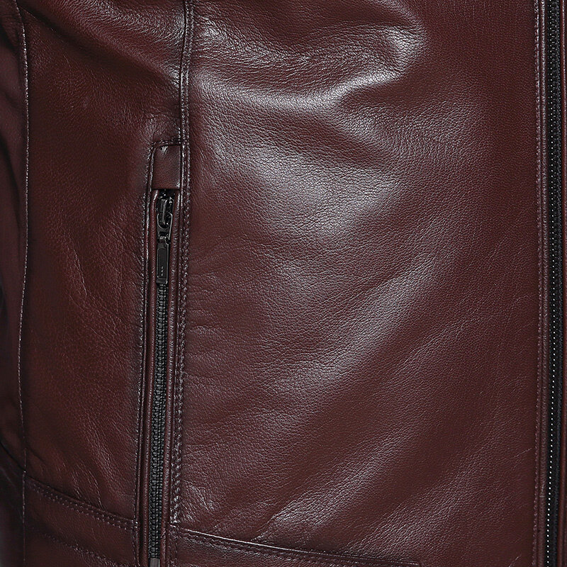 Мужская зимняя куртка из натуральной кожи с меховой подкладкой