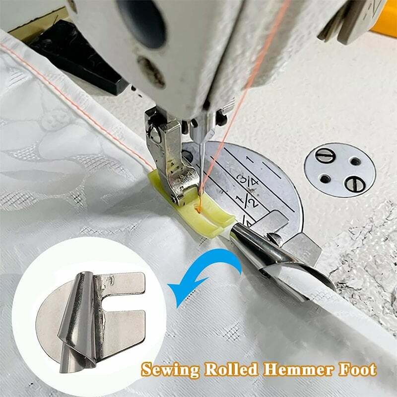 Stainless Steel Sewing Rolled Hemmer Foot 3mm-10mm Durable Sewing Machine Presser Foot DIY Crafts Hemming Puller