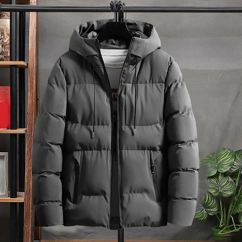 Jaqueta com capuz Windproof masculino, sobretudo ultra grosso, fechamento do Zipper, Design de bolso, inverno