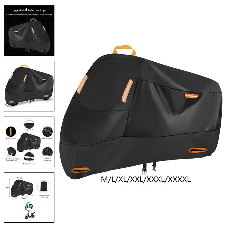 Motorcycle Cover Protective Dustproof with 4 Reflective Strips Motorbike Cover for Bike Motorbike Outdoor Protection
