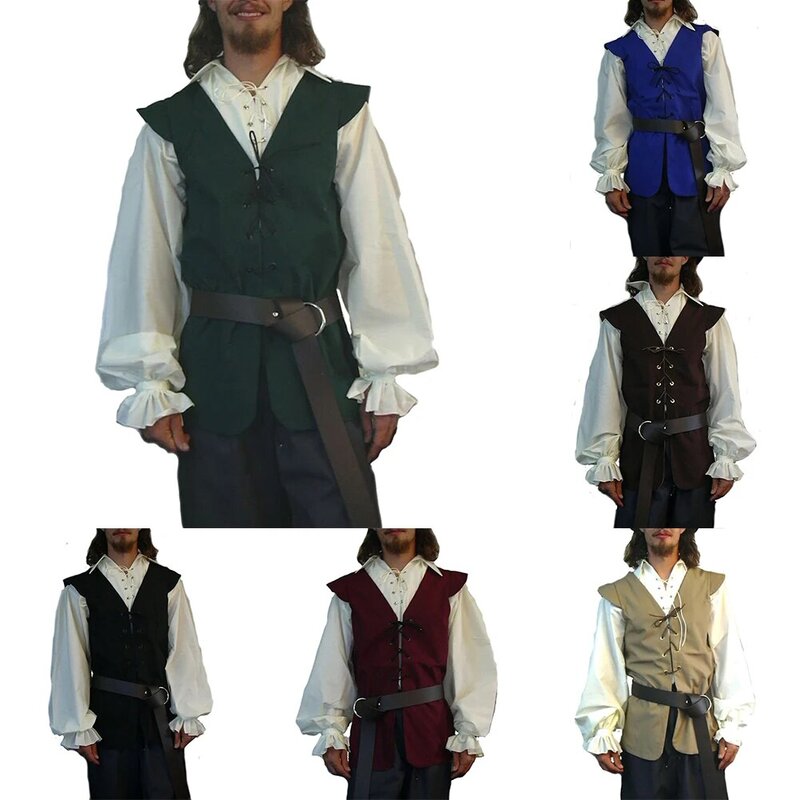 Strandvakantie Vest Mannelijk Vest Verband Casual Klassiek Kostuum Gotische Middeleeuwse Piraat Renaissance Mouwloos