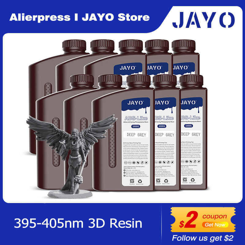JAYO-Résine Rine photopolymère à durcissement UV pour imprimante 3D LCD DLP, résine standard, type ABS, type PA, haute température, bien que, 10kg, 395-405nm