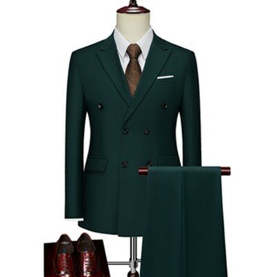 男性用スリムフィットスーツ、ダブルブレスト、ジャケット、パンツ、単色、ビジネスウェディング、イブニングセット、バーガンディ、2個に適合