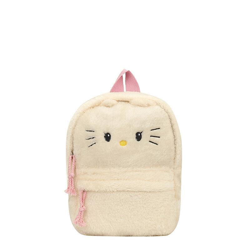 Sanrio Cartoon Plush Backpack for Children, Hello Kitty, Kuromi, MelodyCinnamon Figura Anime, bolsa de escola recheada, fofa, macia, presente de aniversário