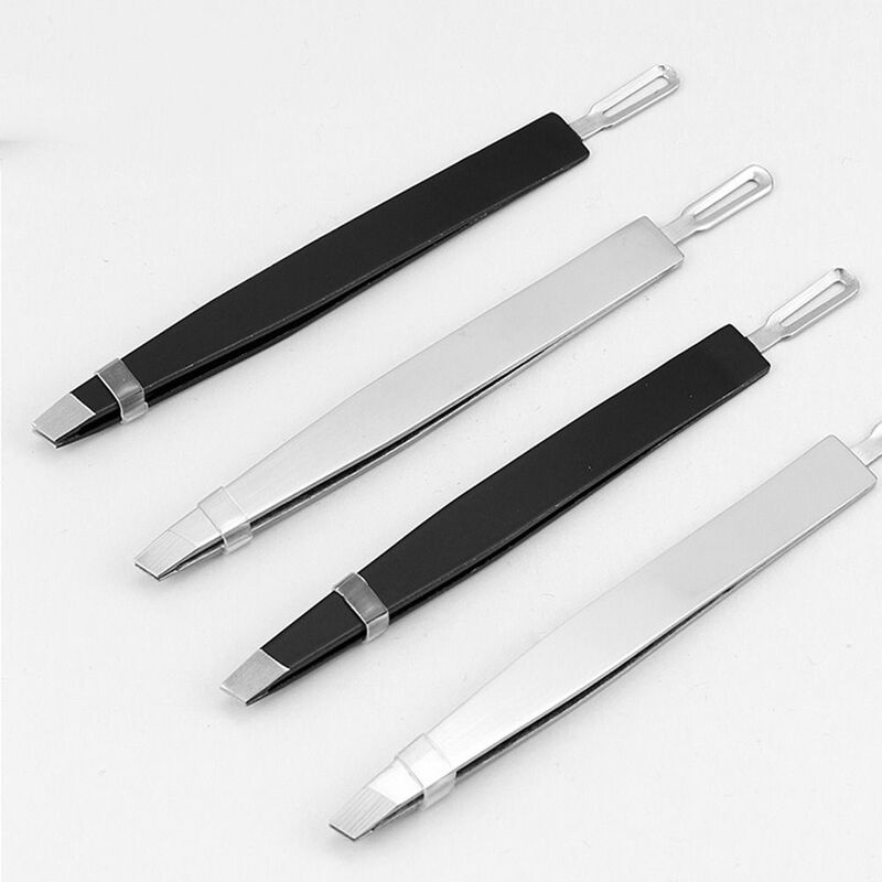 Acne Treatment Hair Pluckers Slant Eyebrow Tweezers with Holes Eyebrow Trimming Stainless Shaving Eyebrow Clip Women