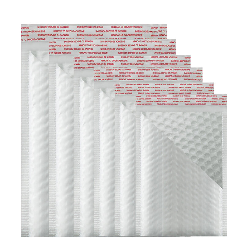 Detal 10 odporny na wstrząsy biała piana torebka kopertówka samoklejący wypełnienie poczta torebka bąbelkowa koperta wysyłka pakiet biurowy