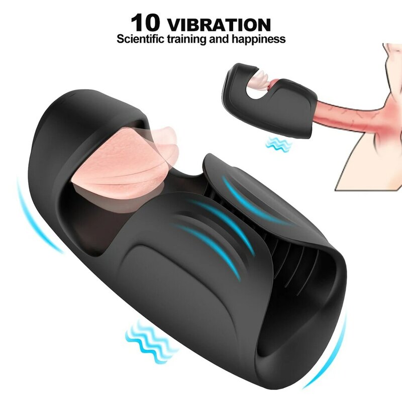 Mannelijke Vibrator Eikel Stimulator Penis Stimulatie Penis Vertraging Trainer Tong Likken Kunstkut Cup Sex Toys Voor Mannen Volwassenen