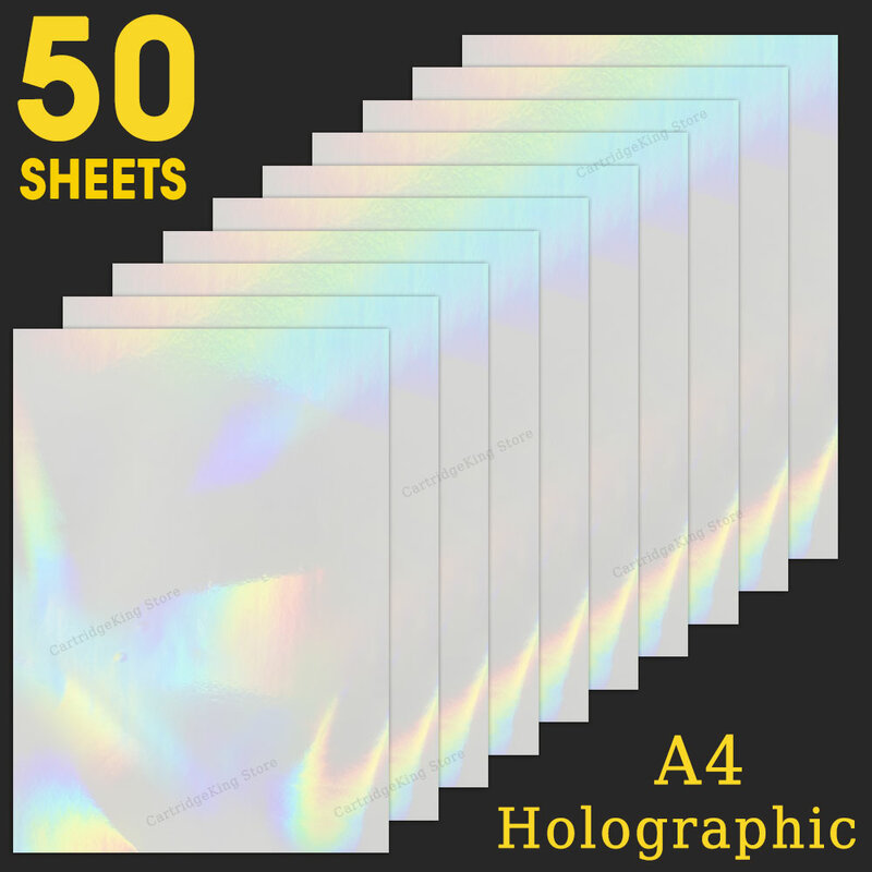 50 Sheets Holographic Cát Lá Mỏng Băng Keo Lại Nóng Dập Trên Giấy Ảnh A4 Lạnh Cán Bộ Phim Tự Làm Gói Màu thẻ
