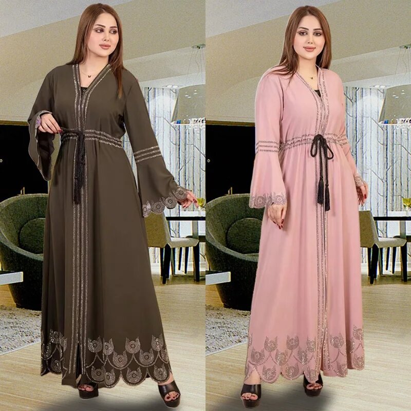 Plus Size afrikanische lange Kleider für Frauen 2024 traditionelle Nigeria Luxus Hot drill Kaftan Kleid Abaya Musulman Robe Femme Kleidung