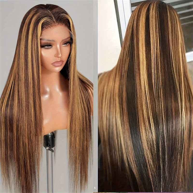 Podkreśl peruka Ombre 13x6 prostych koronkowa peruka na przód ludzkich włosów w kolorze brązowym miodowa blondynka dla kobiet 13x4 Hd koronkowa peruka frontalna