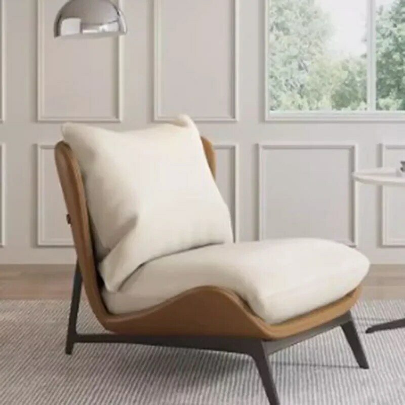 Brown Recliner Cusion Chair Luxury Leather Italian Comfy Modern Puffs Chair Sofa Chaise Designer Cadeiras Living Room Furniture