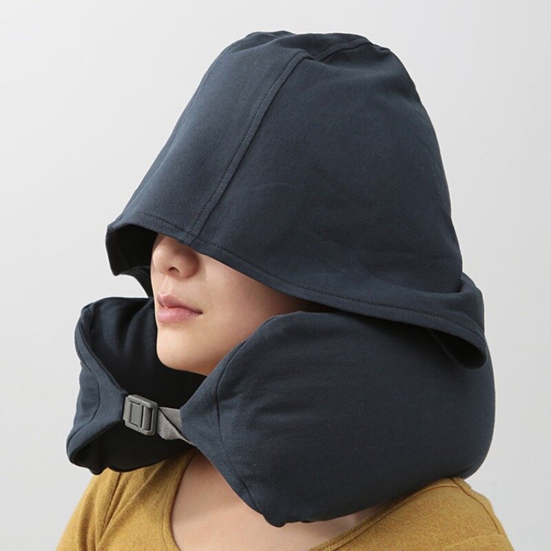 Bantal berbentuk U perlindungan leher katun bantal serviks istirahat makan siang tudung bantal pesawat perjalanan