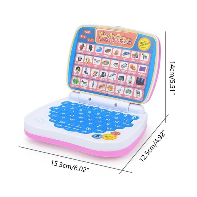Belajar Mainan Laptop Kecil untuk Anak Balita Komputer Laki-laki Perempuan untuk Alfabet, Angka, Kata, Ejaan, Matematika, Musik