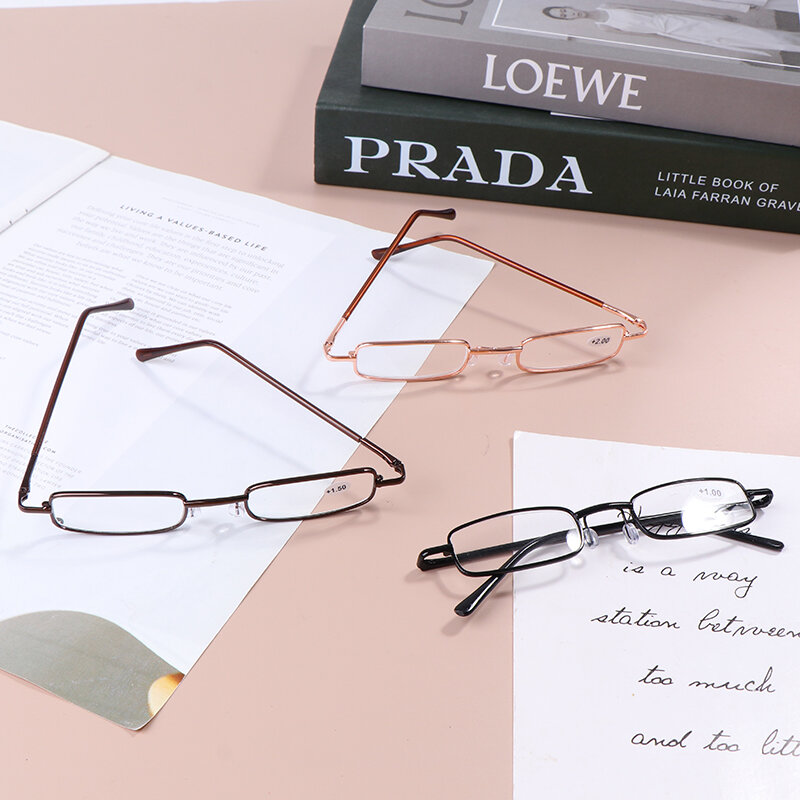 Mini gafas de lectura portátiles elegantes para presbicia, anteojos con marco de Metal, caja de bolígrafo, con caja, decoración diaria, 1 piezas