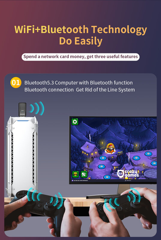 Comfast-Adaptateur sans fil Bluetooth WiFi 6 USB, récepteur WiFi pour PC P1 900, 2.4 Mbps, AX900 BT5.3, 10/11G, 5 mesurz, lecteur gratuit