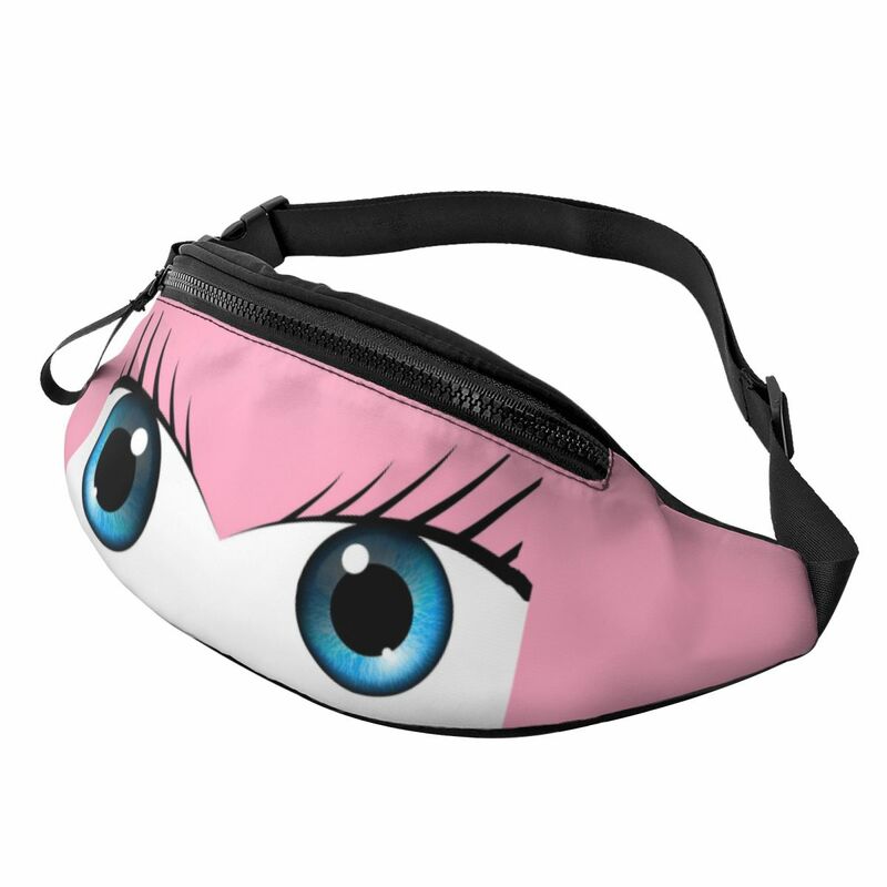 남녀공용 귀여운 눈 만두 가방, 스트리트 만화 패니 팩, 핑크 상품