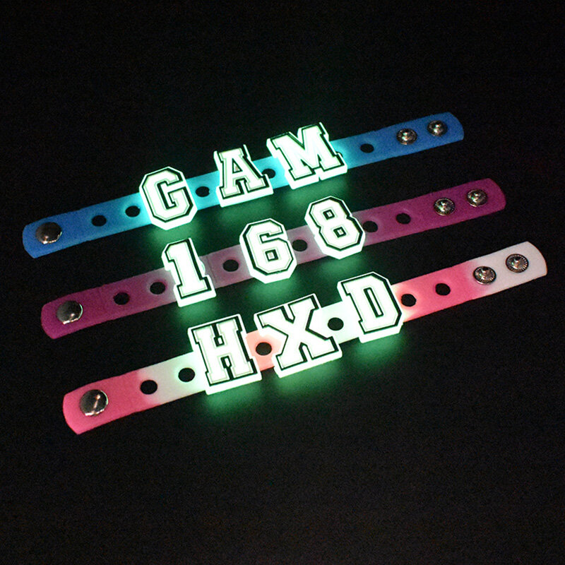 Single Letter 1Pcs Luminous Alphabe Shoe Charms Button Accessories Shoe Decoration Wristband Kids X-mas Gifts