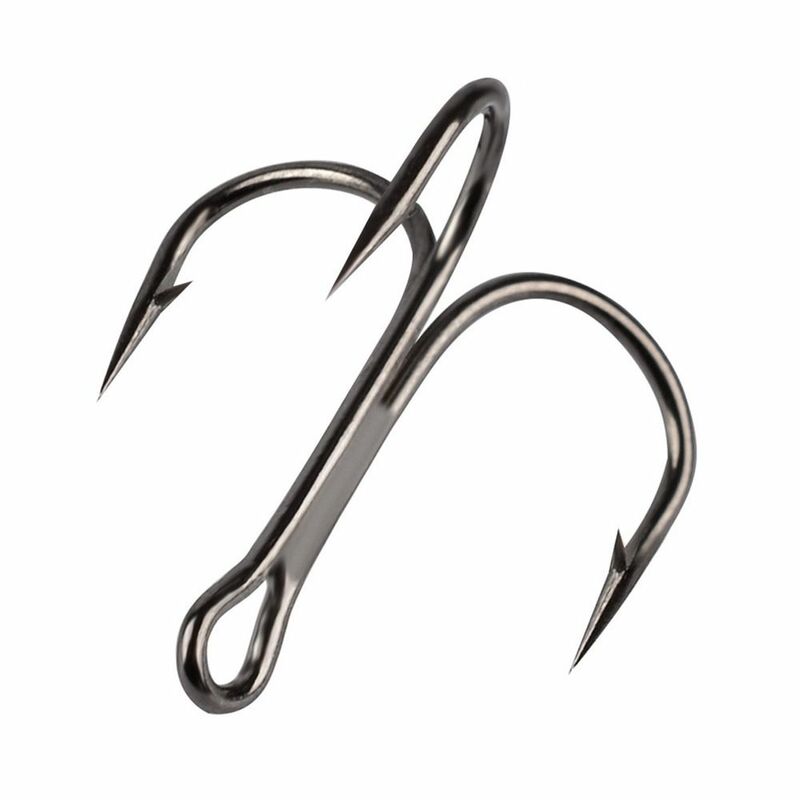 50PCS/Set Durable Black Nickel Barbed Hooks Sharpened Treble Jig Fishhooks Fishing Tackle High Carbon Steel