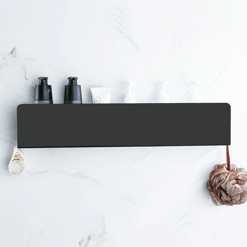 HOEvaluShelf-Étagères de décoration de cuisine en aluminium avec crochets, support mural T1, rangement de douche, noir