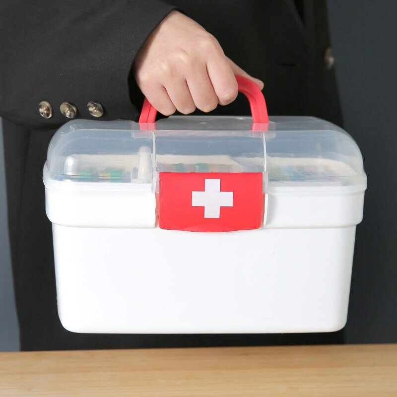 Large Capacity Medicine Organizer Storage Container Family First Aid Chest Portable Emergency Kit Box