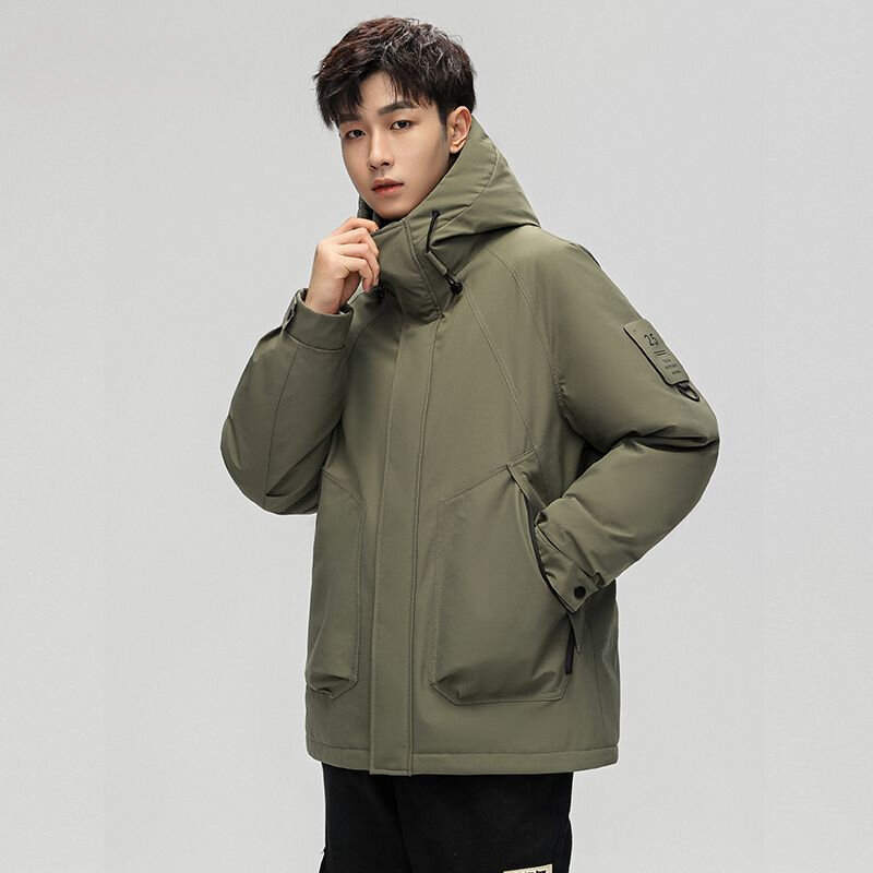 2023 New Men Winter White Duck Down Coat Thick Warm Hooded Stand  Collar Male Windproof Jacket Autumn Work Outwearing Parkas B57