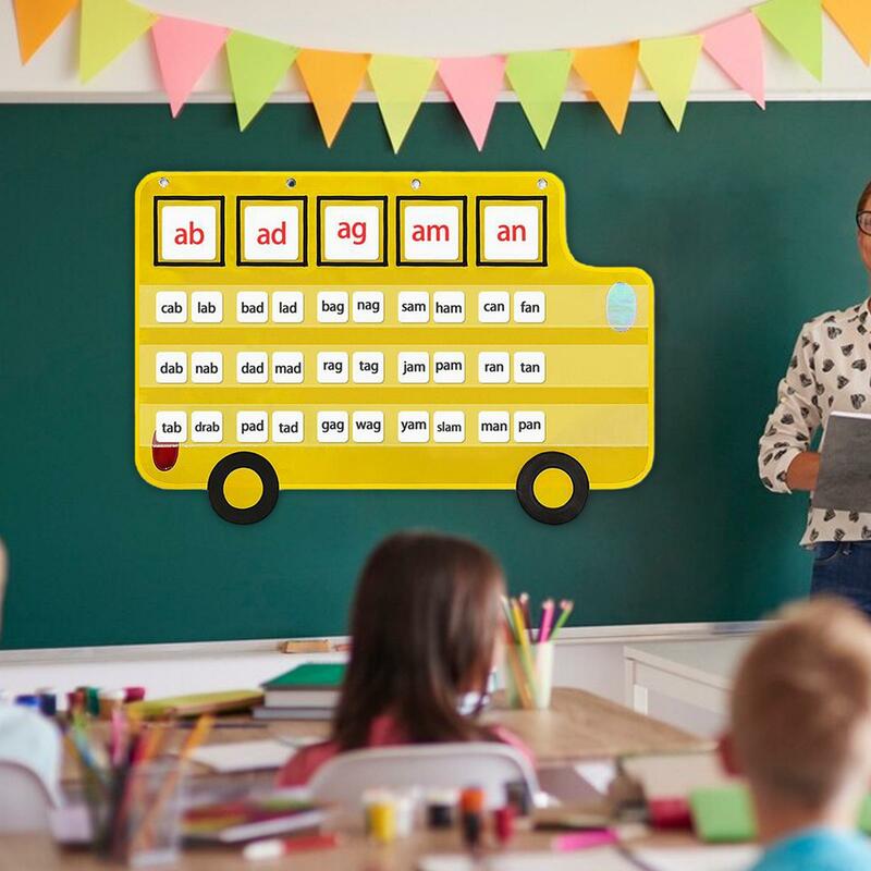 Bus Pocket Chart Durable Teaching Supplies for Homeschool Home Activities Teacher Lessons Preschool Learning