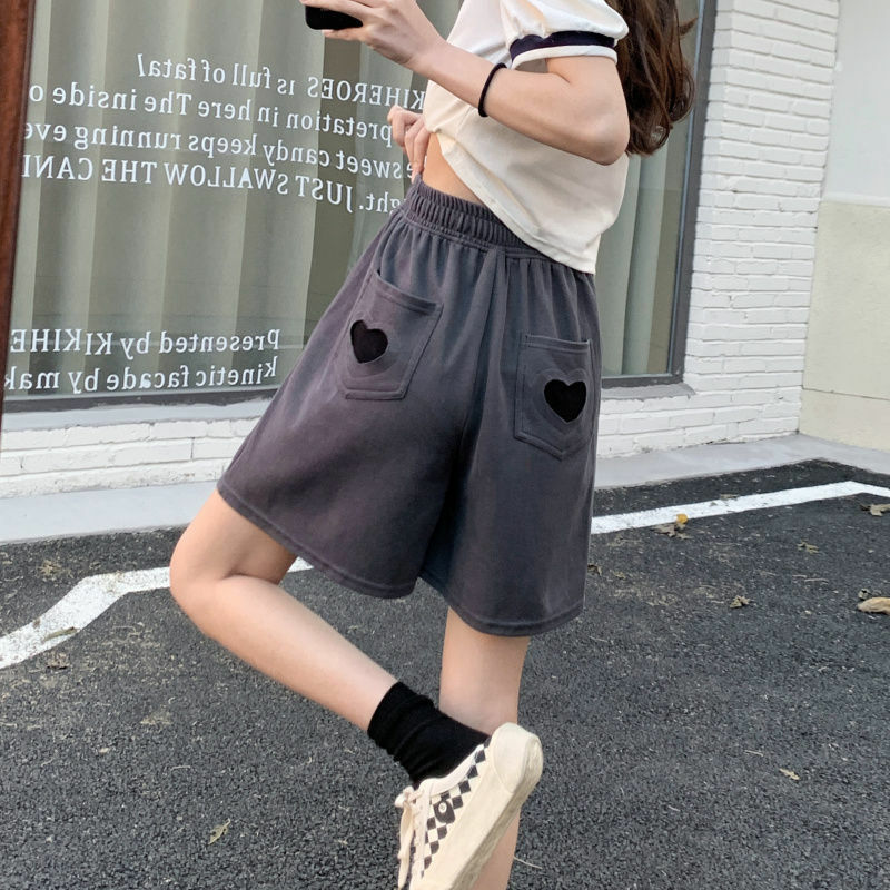 Calções de cintura alta feminino elástico solto chique legal verão casual faculdade jovem estilo coreano kawaii nova venda quente ulzzang design ins