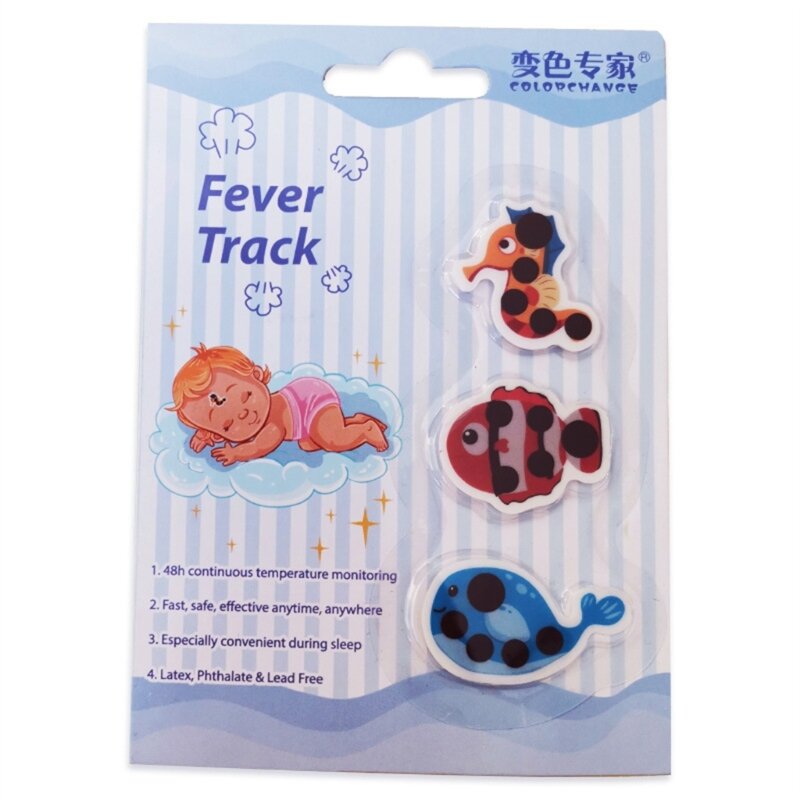 Cartoon Fever Stickers Children Forehead Thermometer Fever Track  Stickers Fever Continuous  for Kids