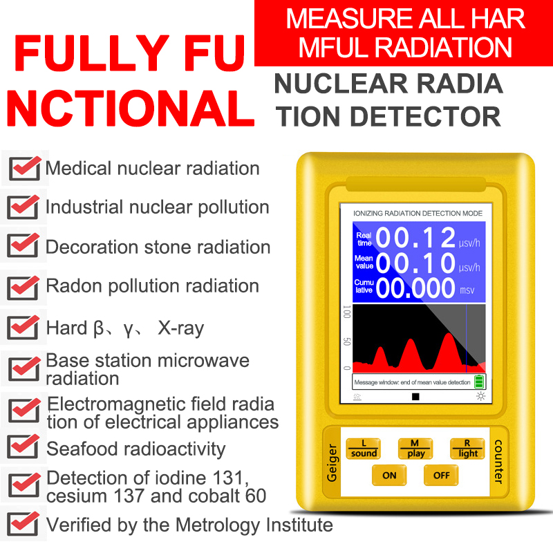 จอแสดงผล LCD เครื่องตรวจจับรังสี Series Multifunctional นิวเคลียร์เครื่องตรวจจับรังสี Dosimeter Monitor รังสีเครื่องทดสอบ EMF Meter