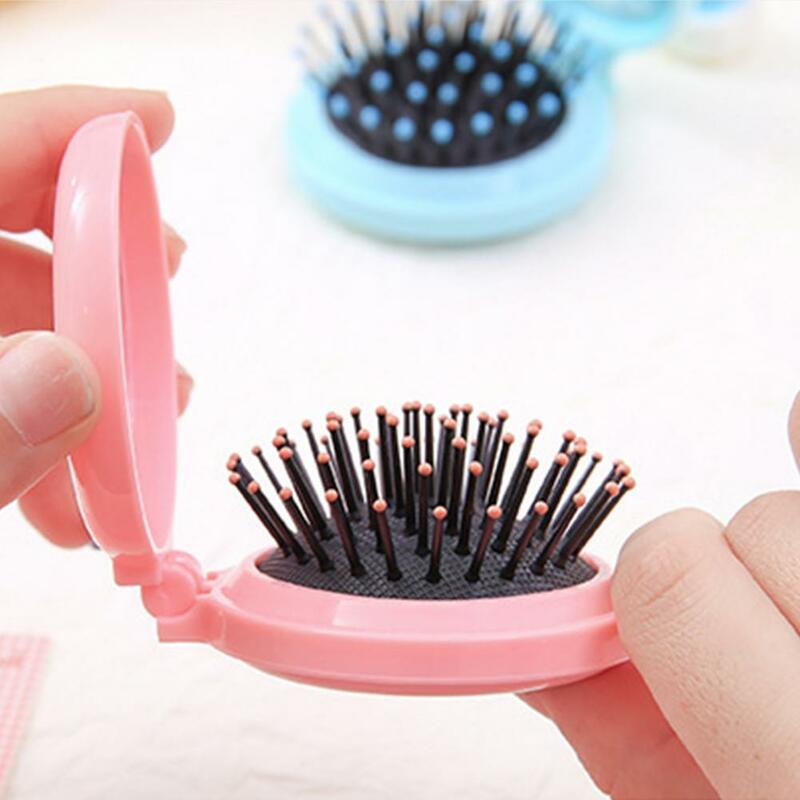 Mirror Comb for All Hair Types Compact Folding Travel Comb Mirror Hair Brush Set for On-the-go Styling Portable Mini for All