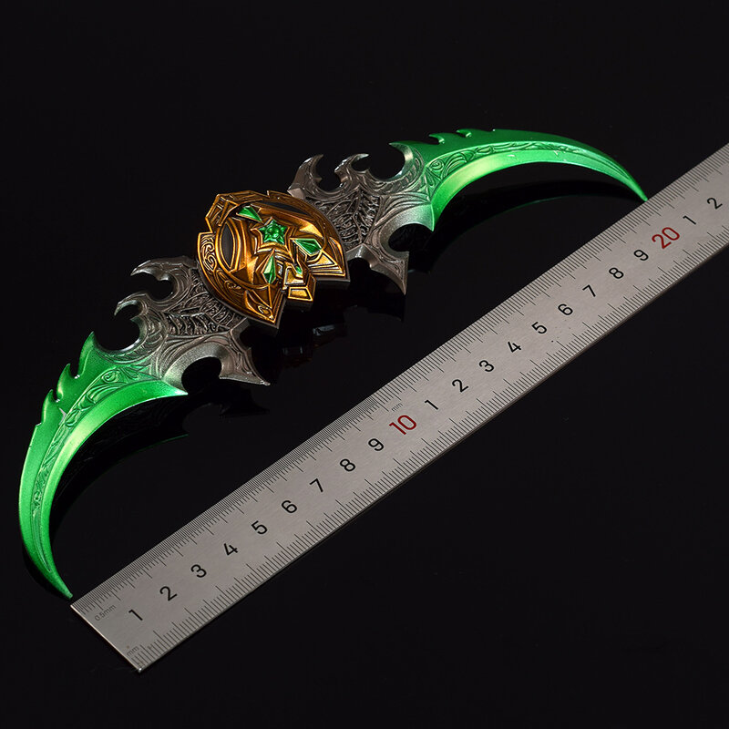 Modelo de arma periférica Warcraft Games, of Azzinoth Warglaive, artesanía de Metal, juguetes, espada, Cosplay, adornos, enviar soportes de exhibición, 22cm