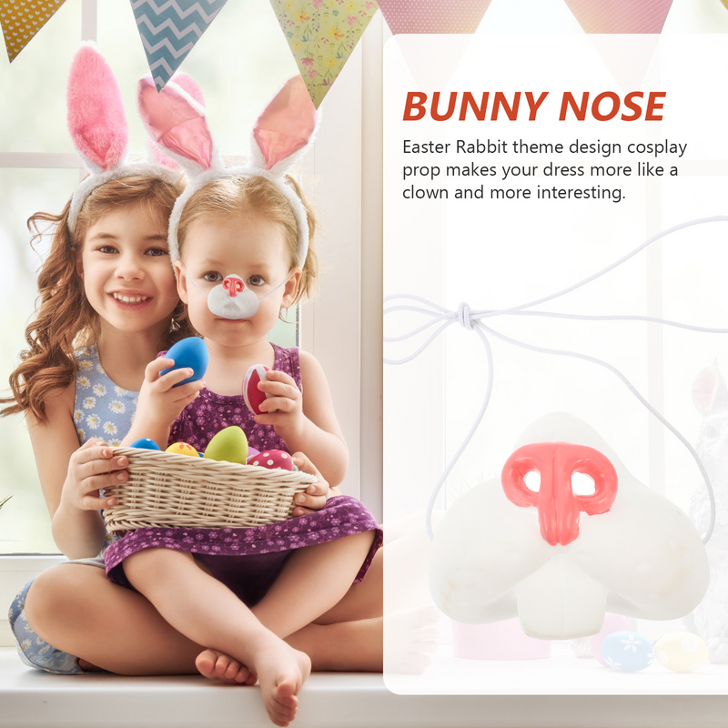 3 buah properti kelinci simulasi hidung kelinci untuk pesta topeng karnaval Halloween