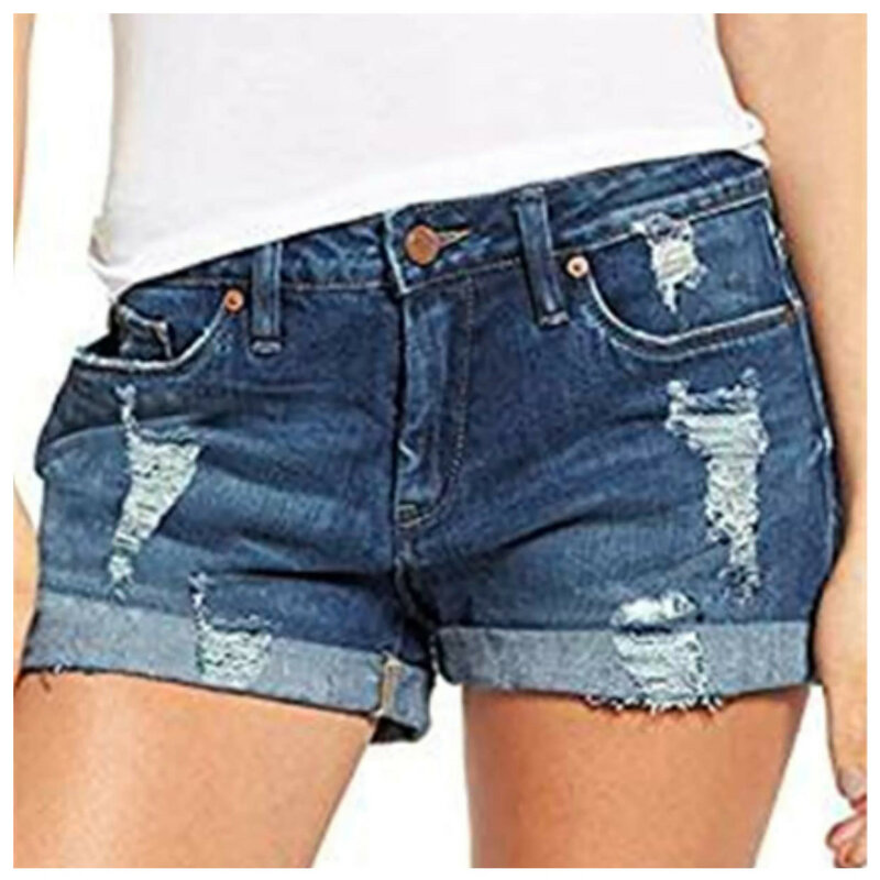 Женские летние джинсовые шорты с высокой талией, модные повседневные Универсальные джинсовые шорты с карманами