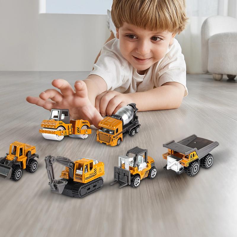 1pc Vehicle Engineering Models Cars Excavator Crane Bulldozer Roller Kids Car Toys For Boys Random Style