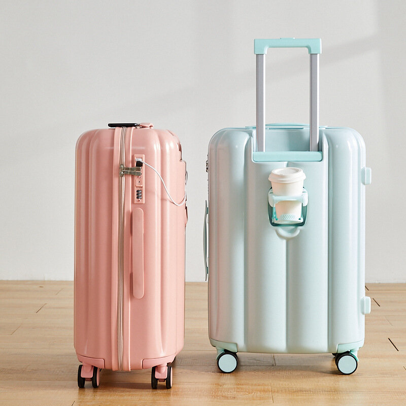 Новый многофункциональный Женский чемодан VIP на заказ, универсальный чемодан с паролем на колесах с держателем для чашки, чемодан на колесиках