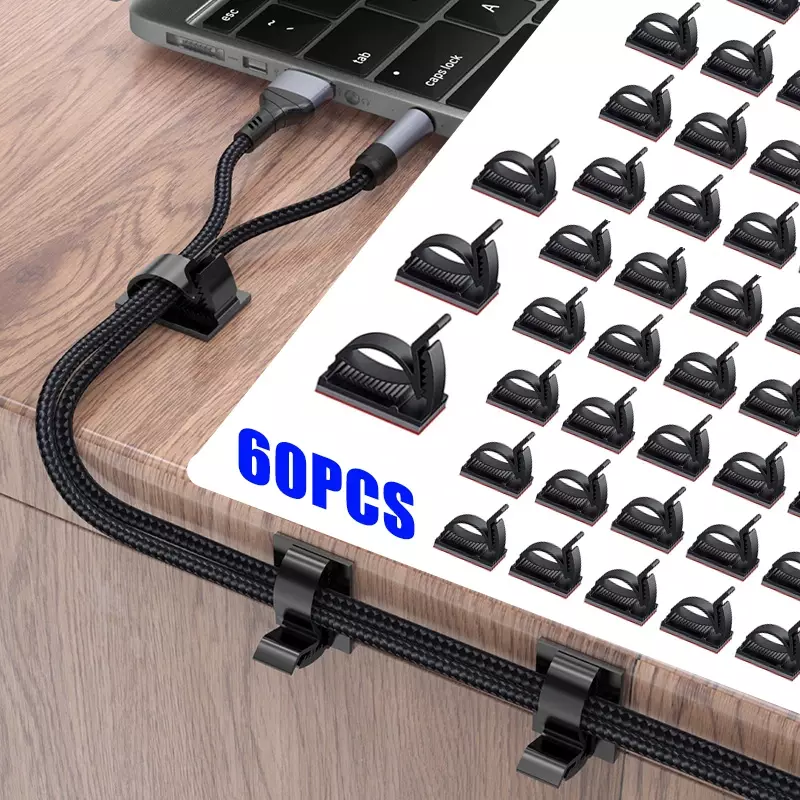 60/30/10 sztuk samoprzylepny kabel zarządzania organizator klipy regulowane biurko Tidy przewód zasilający zapięcie do przymocowania klipy dla Home Office