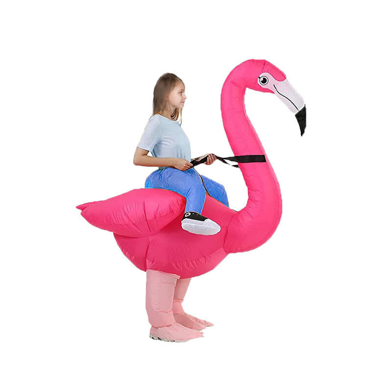 Śmieszne jazda Flamingo nadmuchiwane ubrania walentynki Cosplay Halloween coroczne spotkanie rekwizyty na występy lalki kostiumy