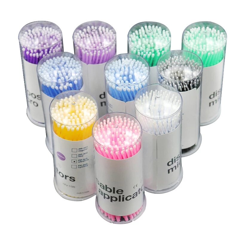 100pcs/lot Micro Brushes Make Up Eyelash Extension Disposable Eye Lash Glue Cleaning Brushes Free Applicator Sticks Makeup Tools