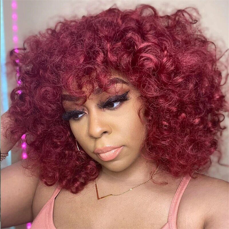 Red Curly Wigs for Black Women Short Loose Burgundy Curly Wigs for Women Curly Synthetic Hair Wigs Heat Resistant Hair Replaceme