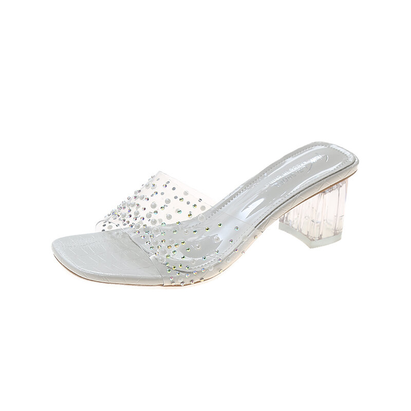 Mmob-Pantoufles Modernes et Sexy pour Femme, Chaussures à Perles Transparentes, Nouvelle Collection 2023