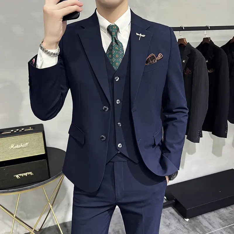 WeiDC3009 traje guapo para hombre, versión coreana, traje delgado para novio, chaqueta pequeña para boda, informal