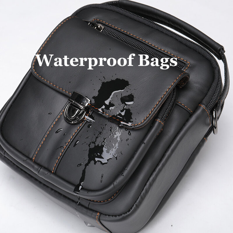 男性用の本革防水ハンドバッグ,ショルダーストラップ付きの小さなデザイナーバッグ