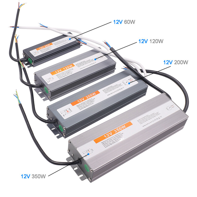 Fuente de alimentación LED impermeable, adaptador de transformador de interruptor de 60W, 110 W, 220 W, 100W, 150W, 200W, 300W, 400W, 500W
