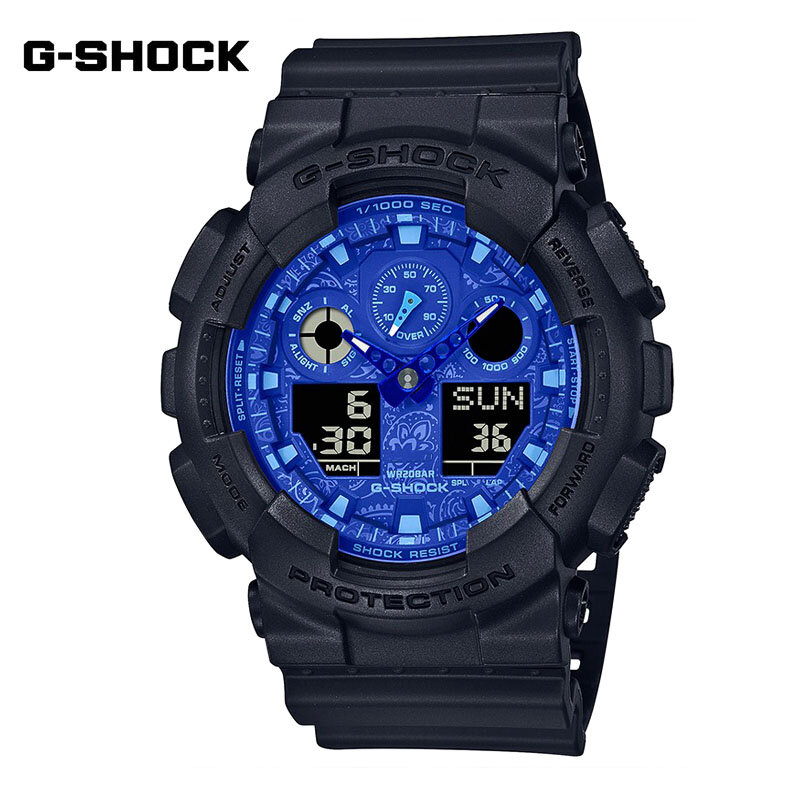 G-SHOCK GA100 남성용 시계, 다기능 야외 스포츠, 충격 방지 LED 다이얼, 듀얼 디스플레이 송진 케이스, 석영 남성용 시계, 신제품