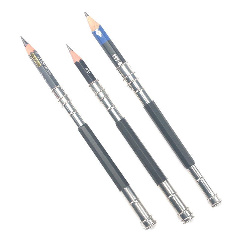 Extensor de lápiz de Metal, Clip receptor de acero inoxidable, ajustable, doble cabezal, portalápices