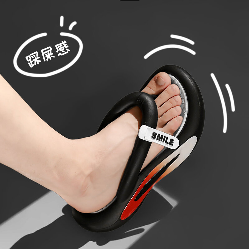 Sandal Flip-flop sol tebal pria wanita, Kasut pantai nyaman dan modis luar ruangan Musim Panas 2024