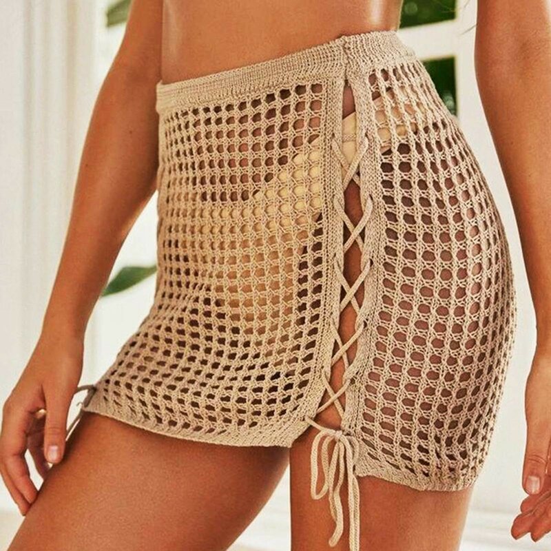 Новая Вязаная пляжная пикантная накидка с кисточками, популярная летняя пляжная юбка в стиле бохо, вязаные крючком мини-юбки, гавайская яркая пляжная короткая юбка