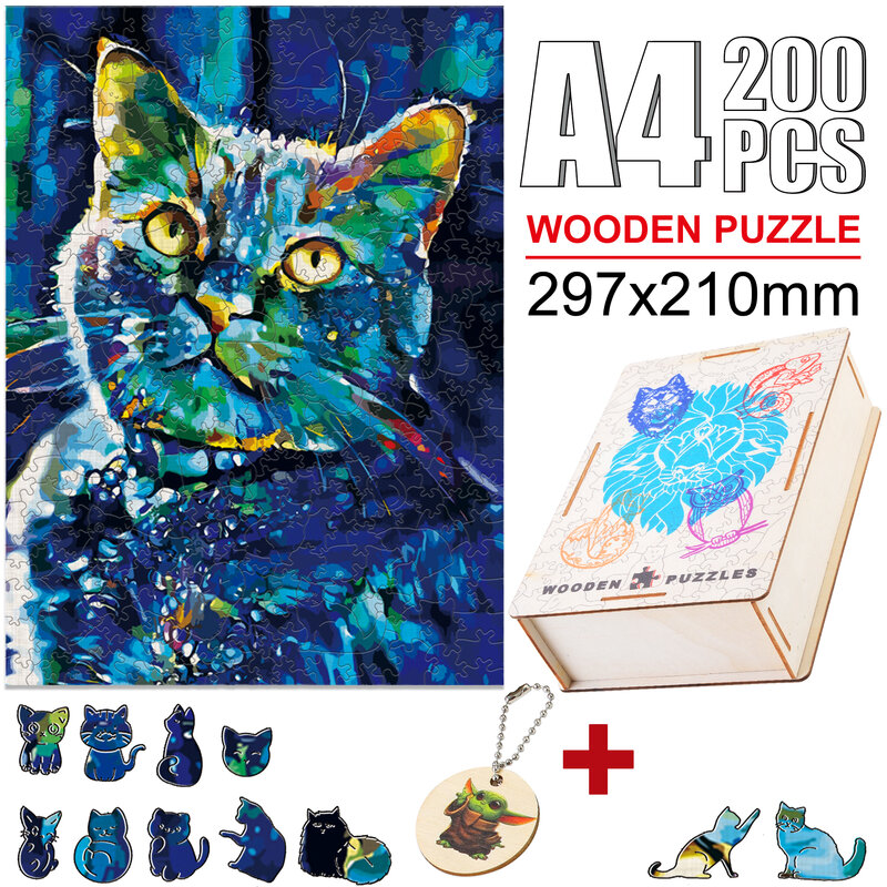 Exquisite Holz Tier Puzzles Elegante Form Kitty Puzzle Spiele Für Erwachsene Kinder Schöne Tier Geistigen Spielzeug DIY Handwerk